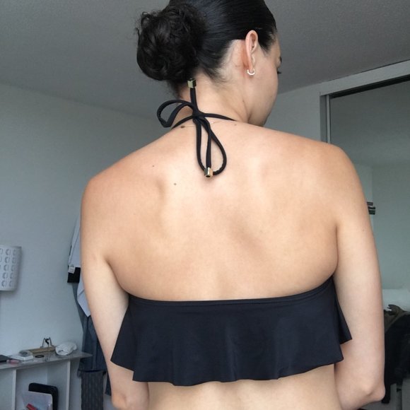 Black Ruffled Bathing Suit Top - Picture 2 of 2